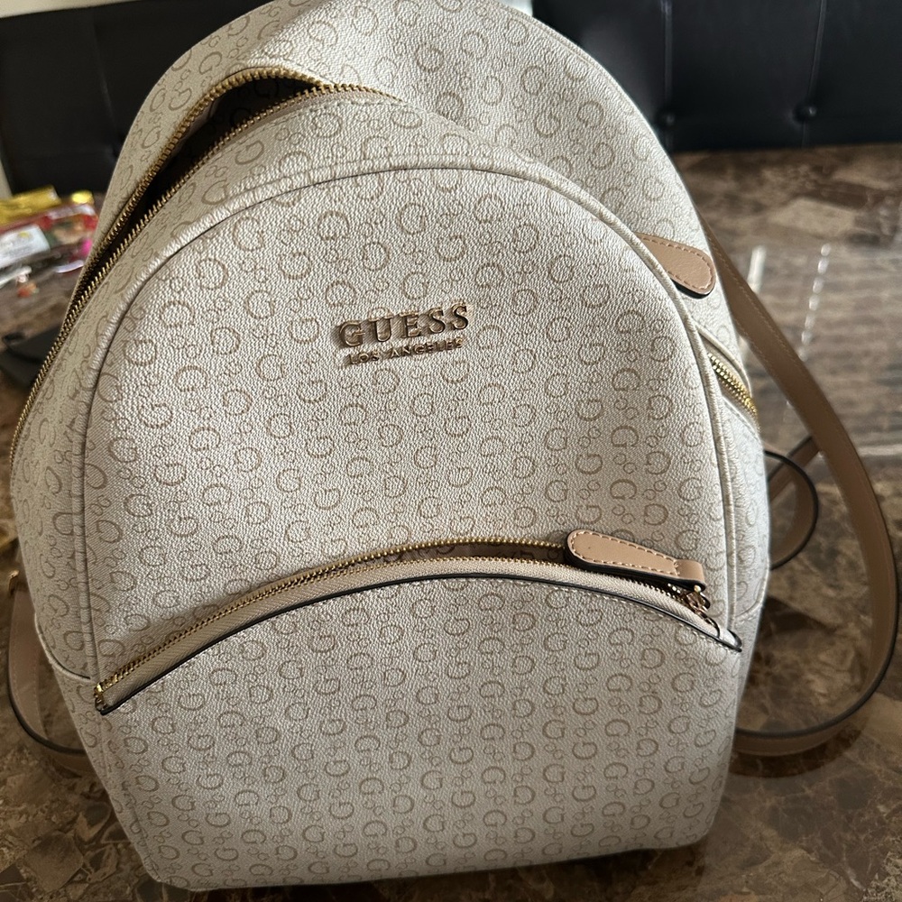 Guess Beige Monogram Backpack - image 6